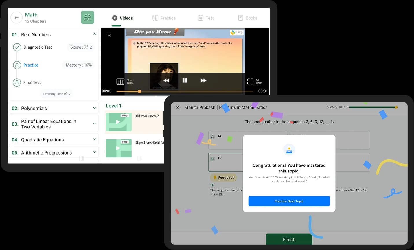 The PAL personalised adaptive learning app on tablets