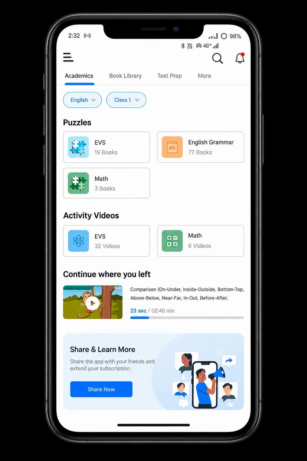 iPrep app home screen on a phone
