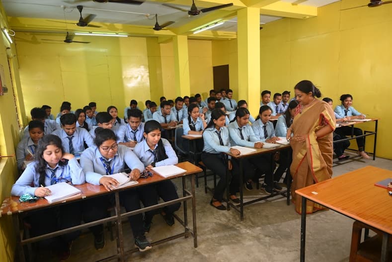 Students seated in a government school classroom