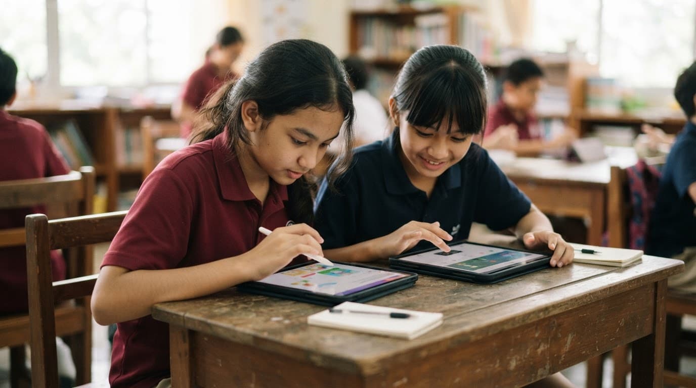 Device-based learning at school and home