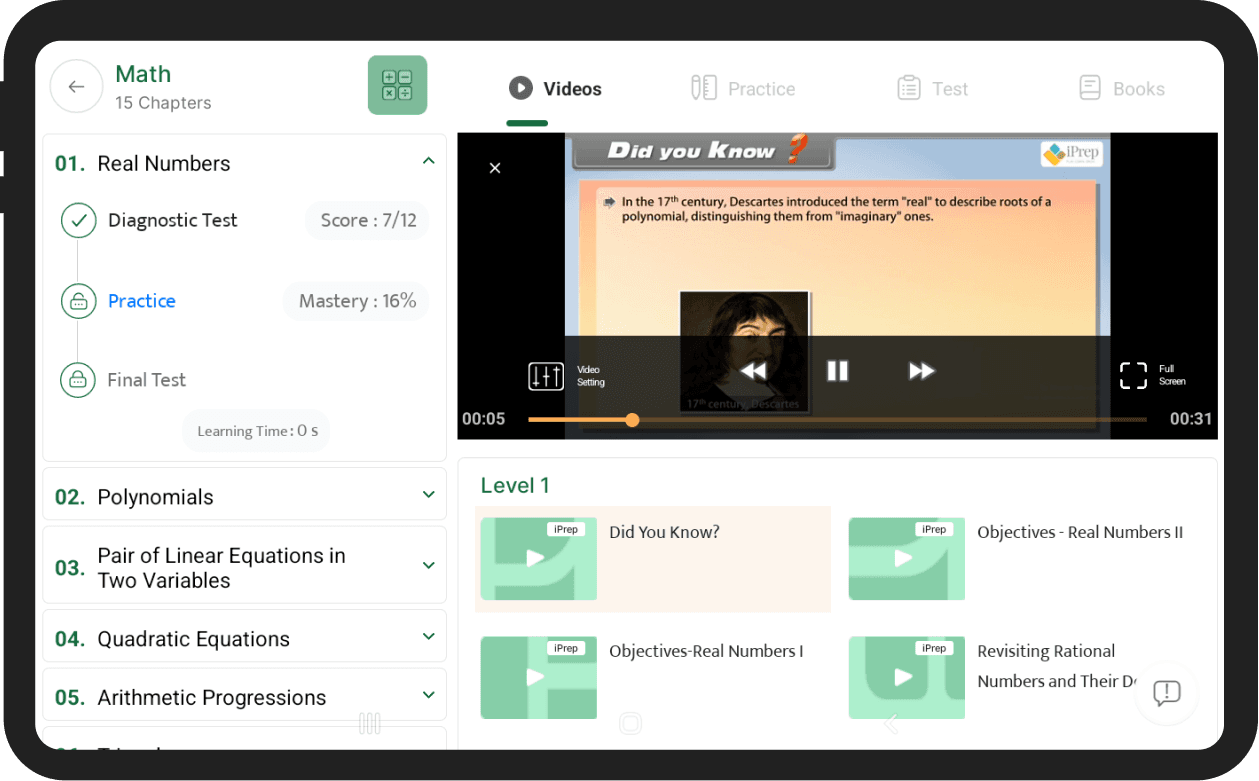 iPrep offline learning platform on a tablet